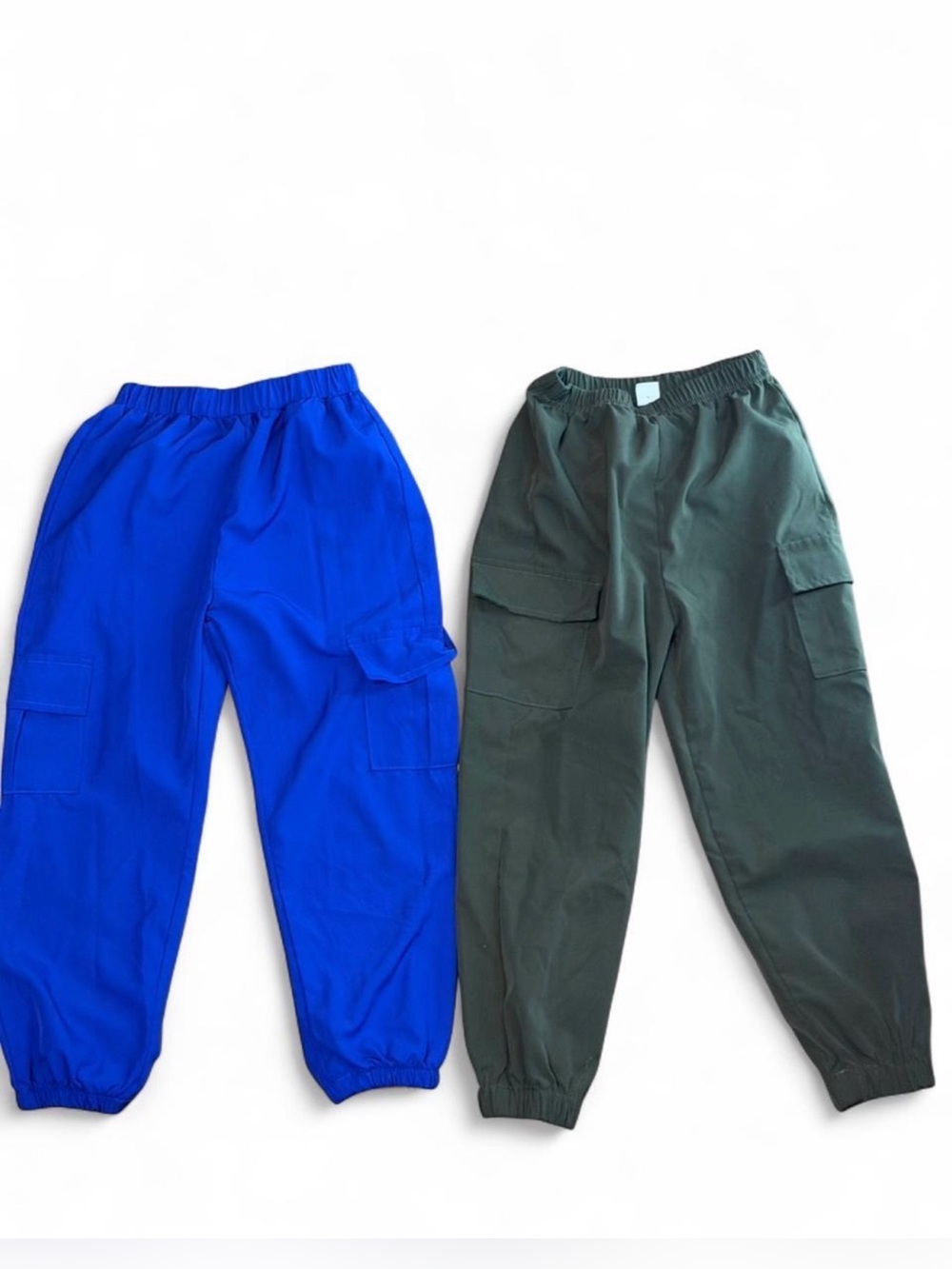 Kids 5y cargo pants , army green and colbalt blue